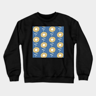 yellow sunflowers on blue Crewneck Sweatshirt